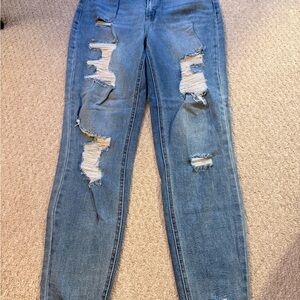 Tinseltown Women's Distressed Light Blue Skinny Jeans